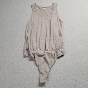 Intimately Free People Gauze Cotton Sleeveless‎ Tee Off Bodysuit in Gray Size M